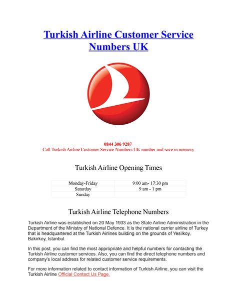 turkish airlines phone number